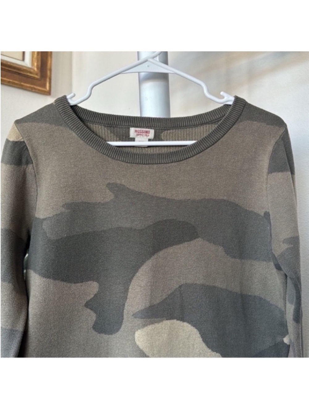Mossimo Leopard Camouflage Knit Sweaters Sz M Crew Green Brown Black - Picture 3 of 14